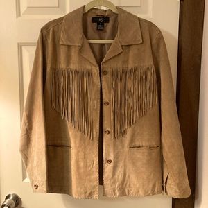 Genuine suede leather fringe jacket with lining